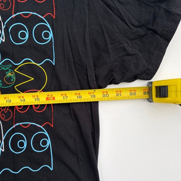 Pac-Man Mens Large Black Graphic T-Shirt Neon Ghost Print C-Life Group Cotton - Picture 5 of 7